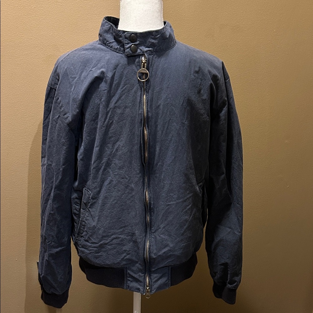 Men's Navy Bomber 4 oz Wax Barbour Jacket- (M)